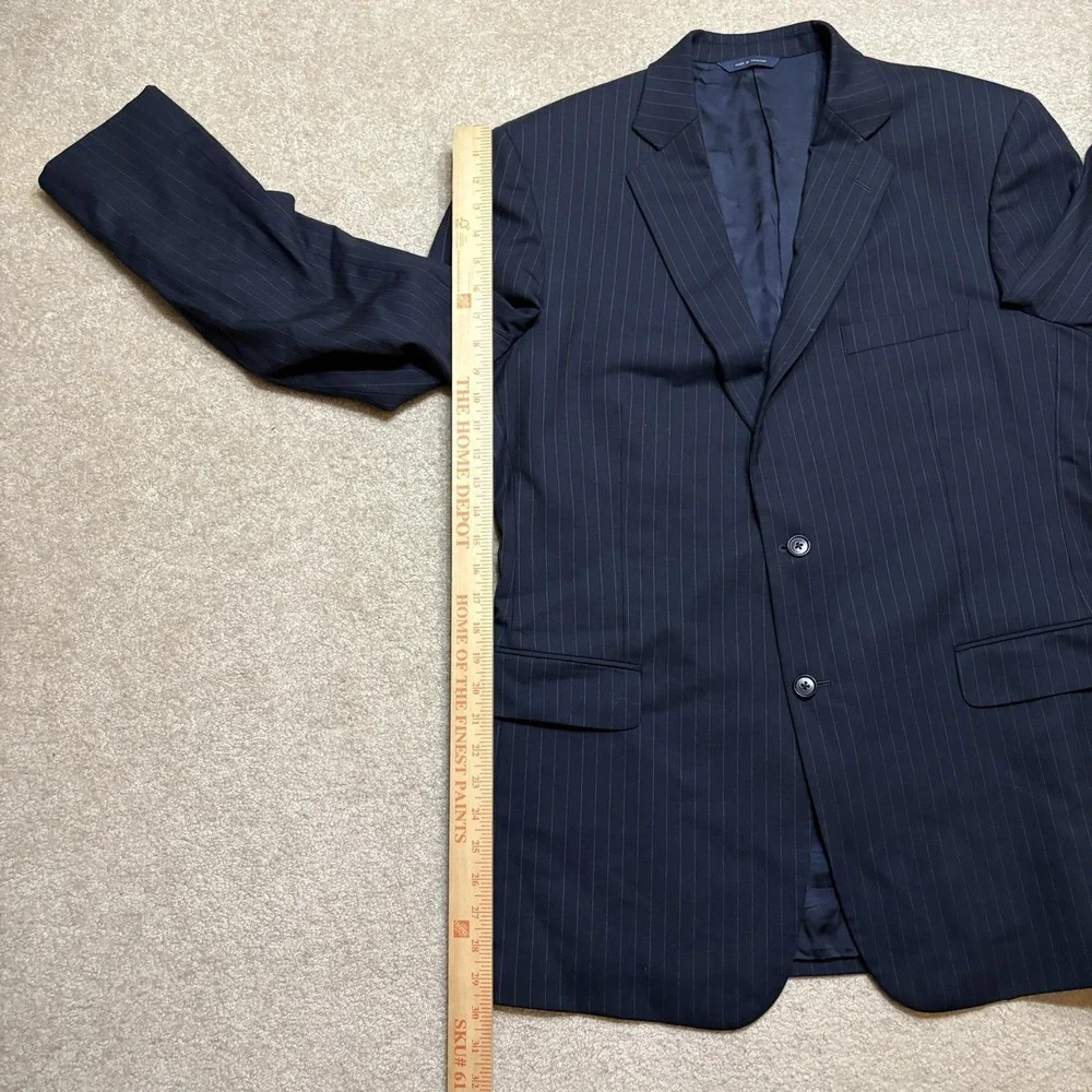 Brooks Brothers Blazer Mens 44L Blue Navy Pinstripe Wool Suit Jacket Two Button